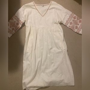Madewell cream and embroidery southwestern dress with pockets size M GUC